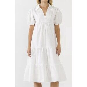 English Factory Women's Poplin Midi Dress White Size Small EUC